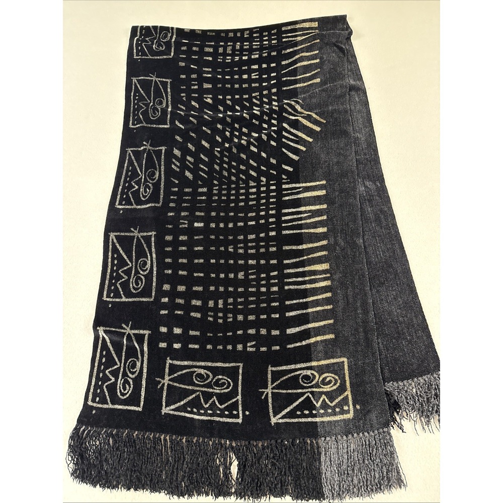 Maude Andrade Throw Bed Scarf Handwoven Artisan Tribal Folk Chenille OOAK 26x92